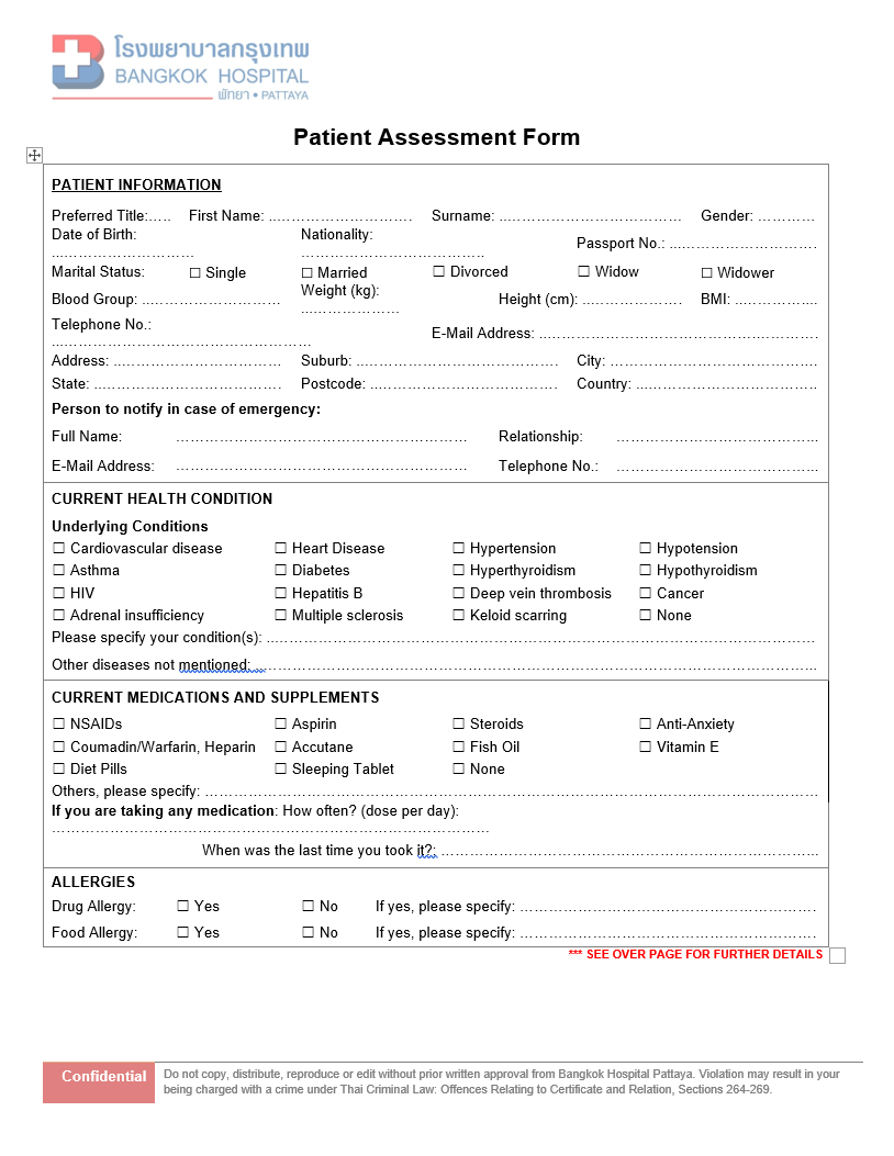 Patient Assessment Form
